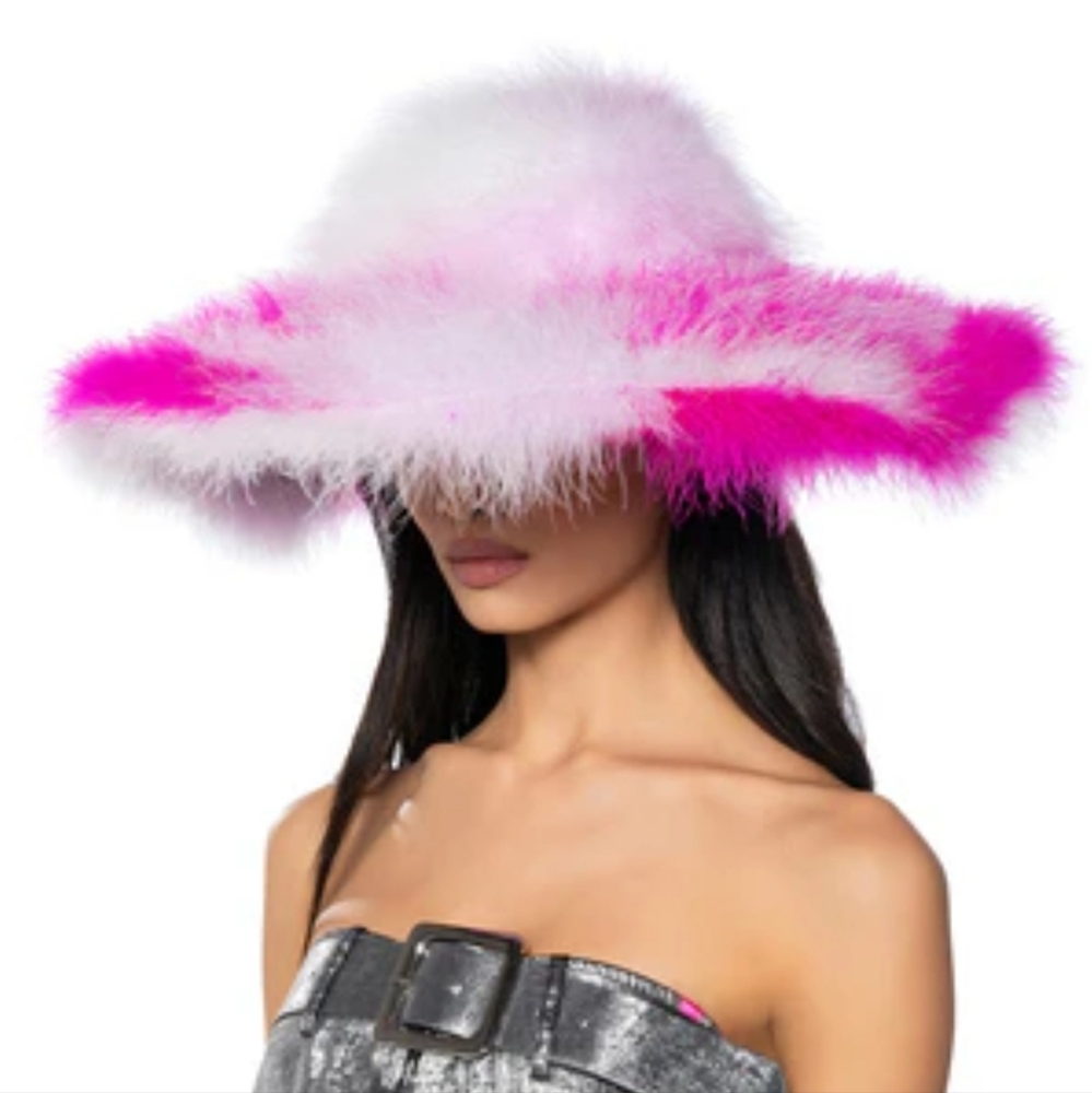 Genuine Feathers Wide Brim Hat